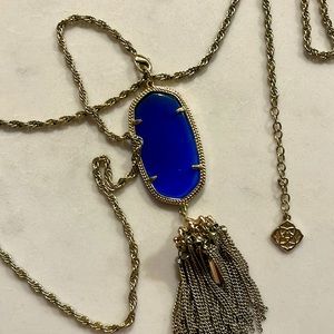 Kendra Scott Blue Gold Tone Tassle Necklace